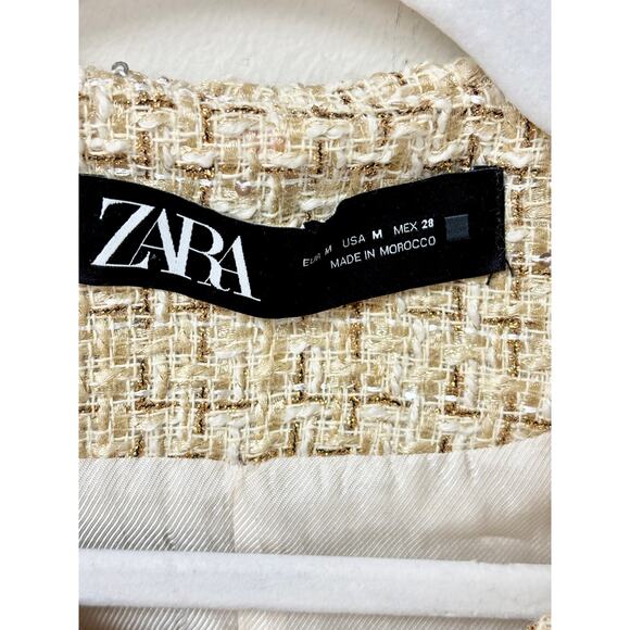 Zara Textured Sleeveless Button Front Vest Waistcoat With Belt Beige Women's M - Picture 5 of 8